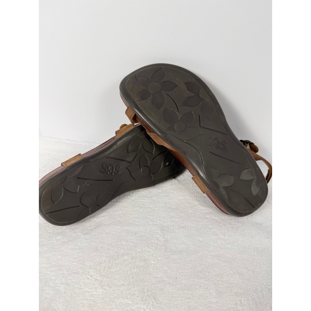 SAS Leather Strappy Sandals Brown Adjustable Buckle Comfort Women's 9N - Picture 5 of 7